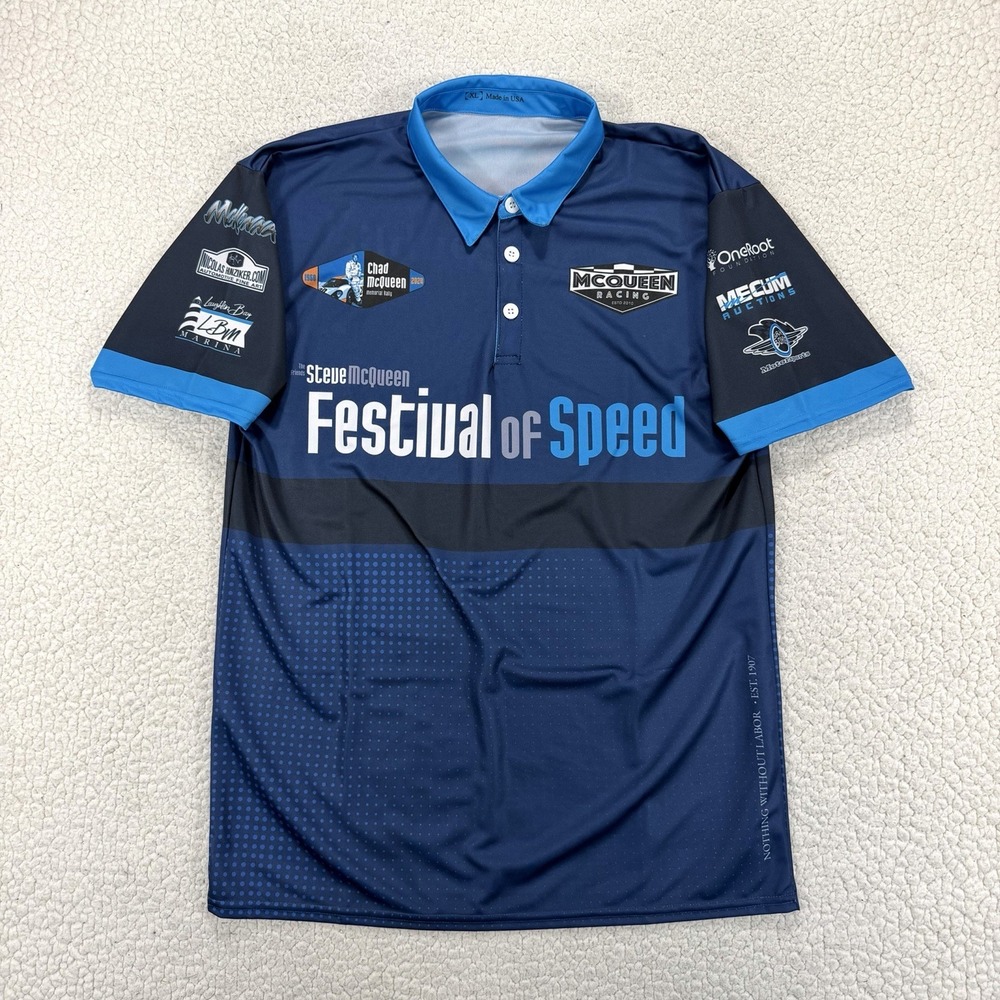 Steve McQueen 2025‎ Car Show Polo Shirt Men's XL Made In USA Auto Racing Moto